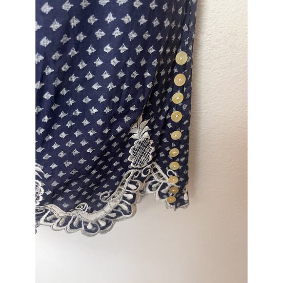 Tamara Catz Blue Embroidered Cold Shoulder Short Dress Women’s Sz S/M Blue - Picture 3 of 7